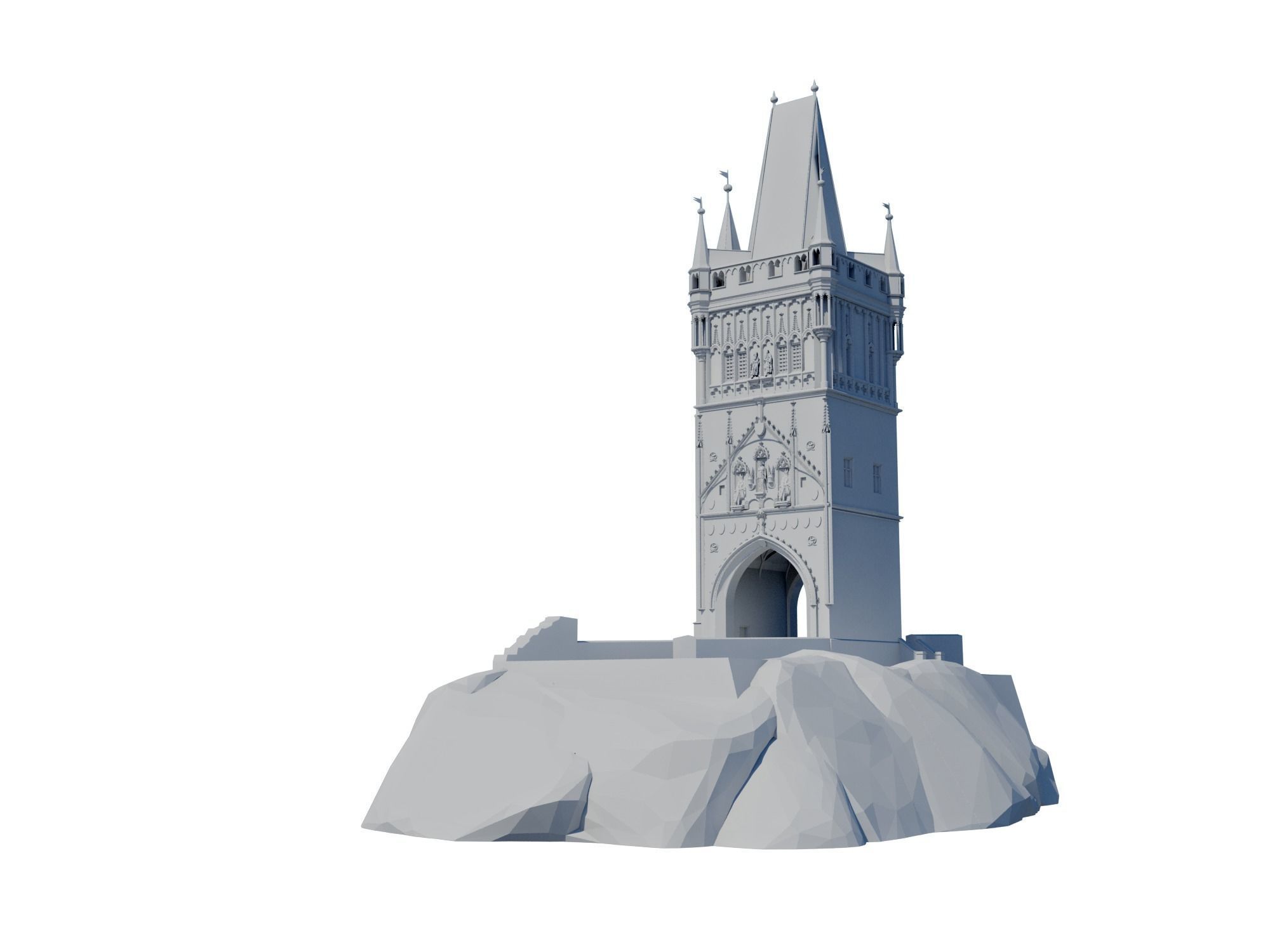 Charles bridge tower in Prague 3D print model_1