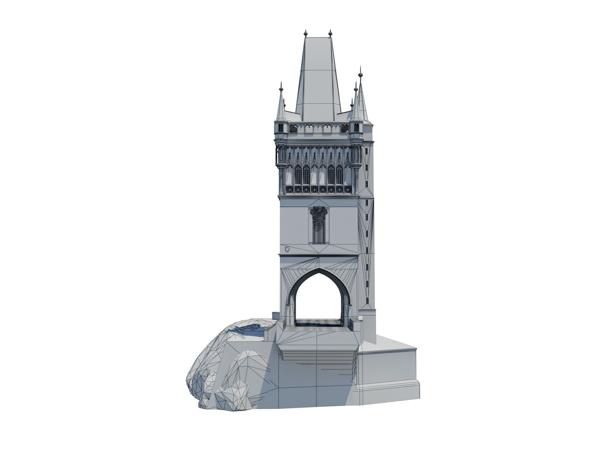 Charles bridge tower in Prague 3D print model_9
