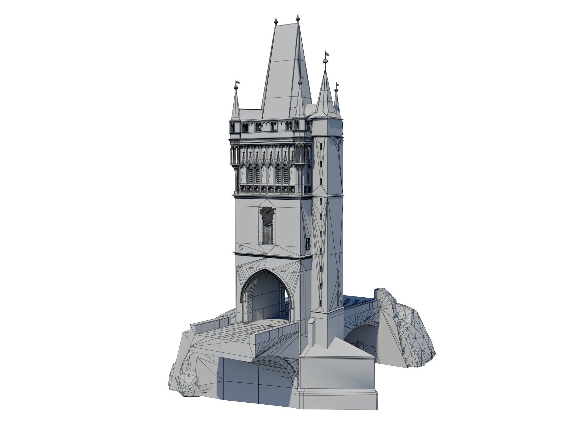 Charles bridge tower in Prague 3D print model_7