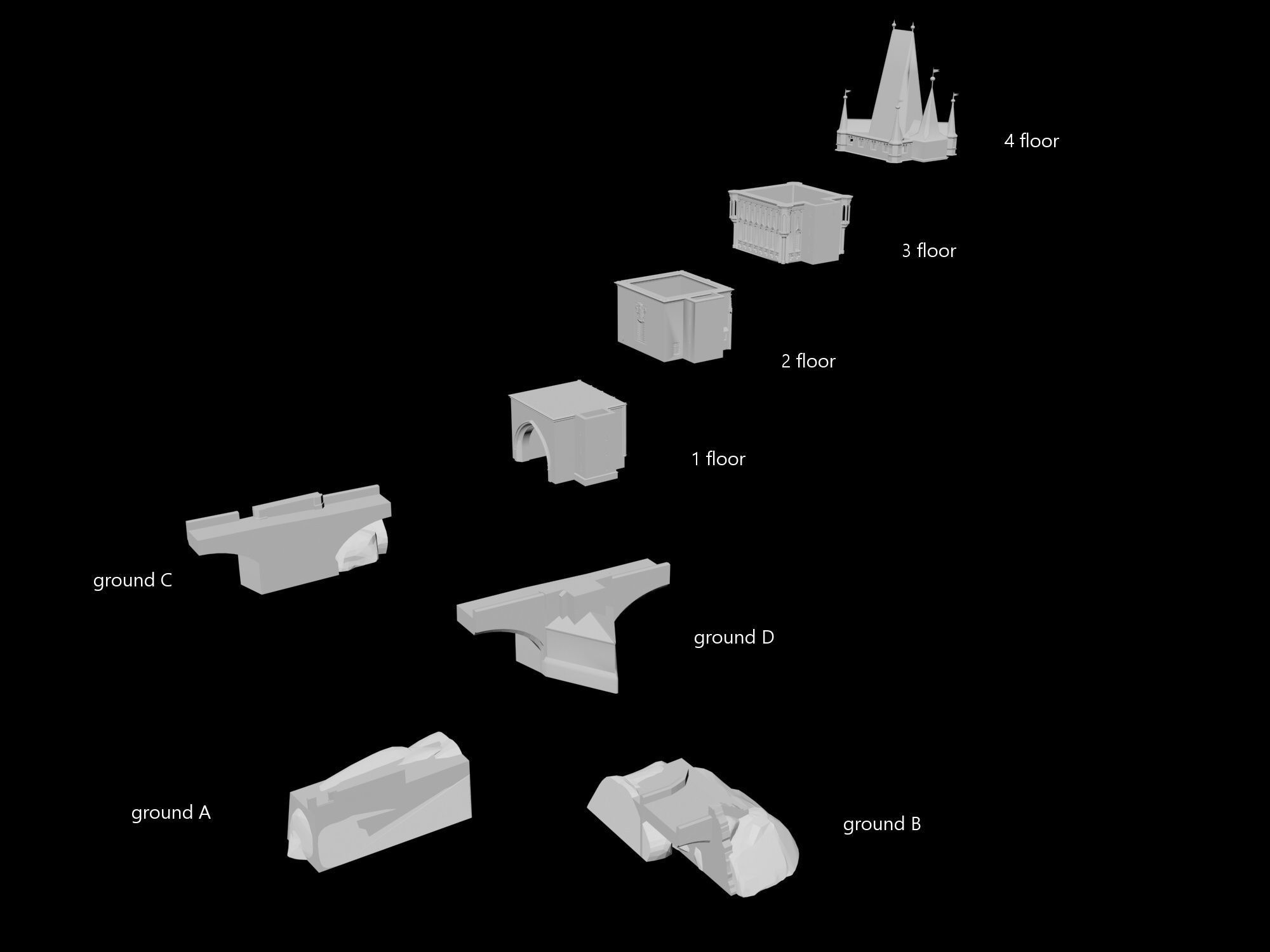 Charles bridge tower in Prague 3D print model_12