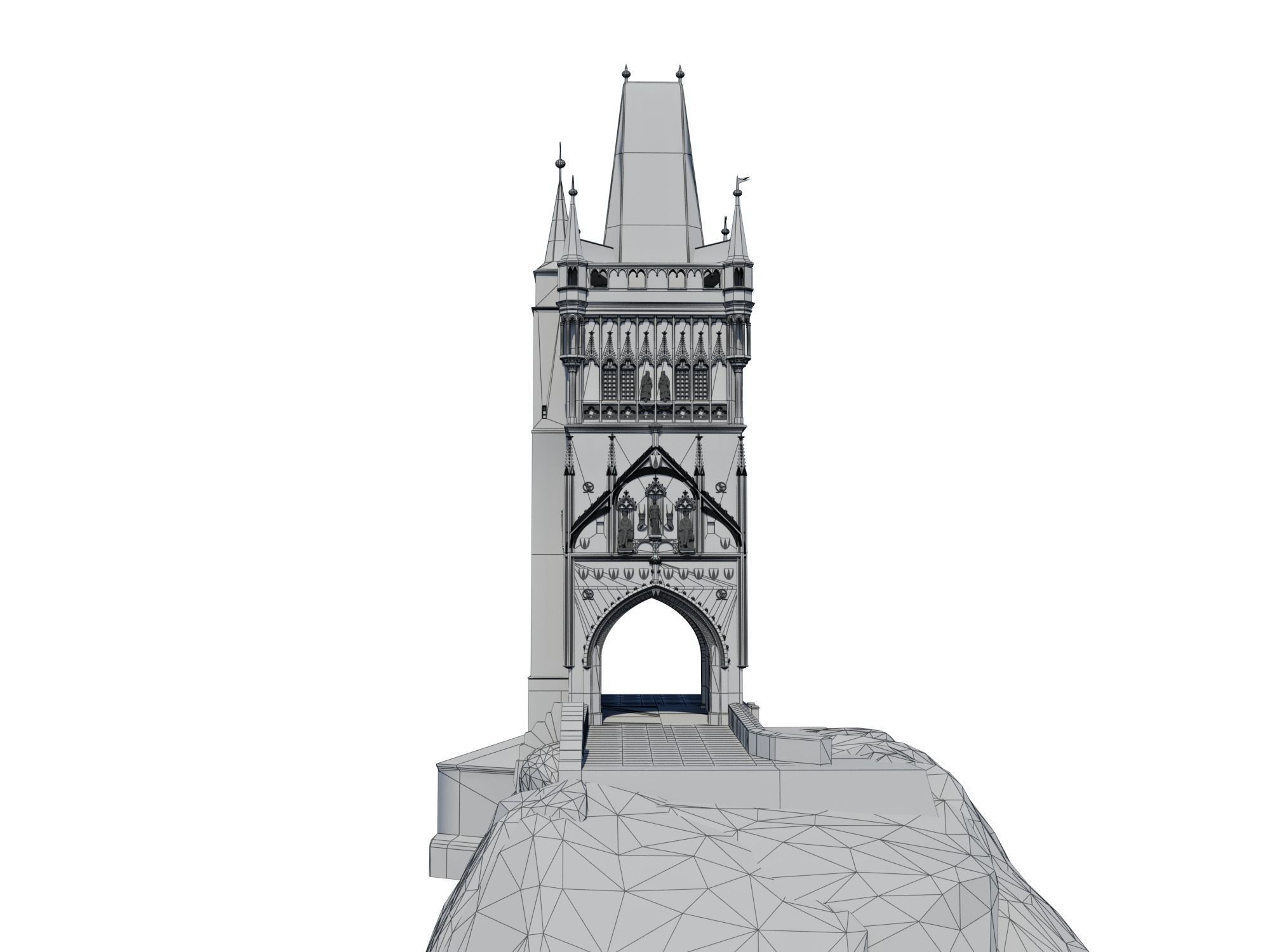 Charles bridge tower in Prague 3D print model_8