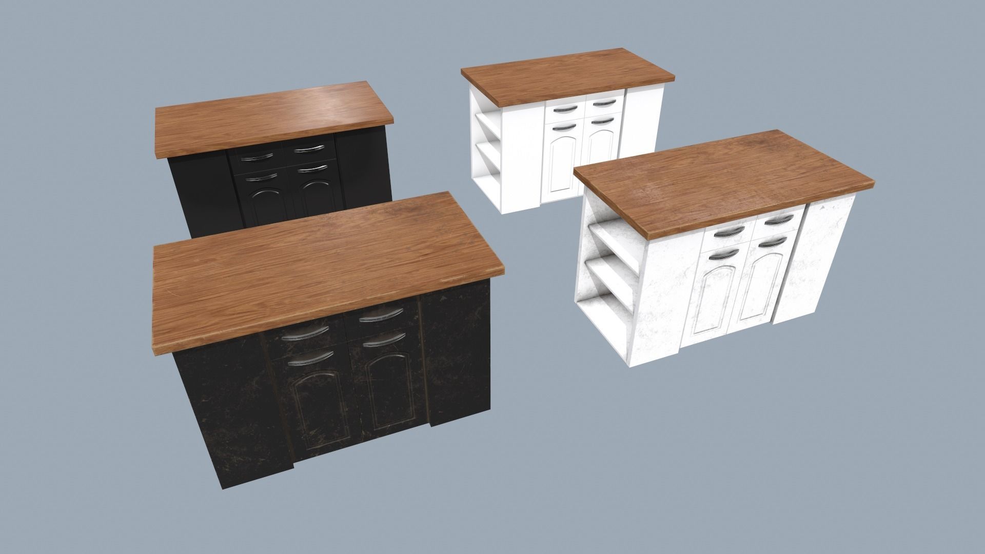Kitchen Island Low-poly 3D model_11