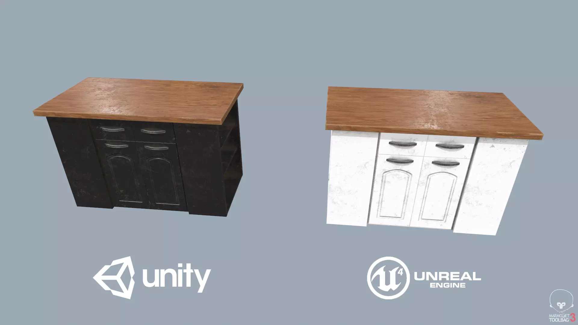 Kitchen Island Low-poly 3D model_0
