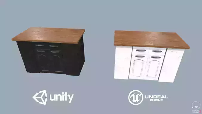 Kitchen Island Low-poly 3D model