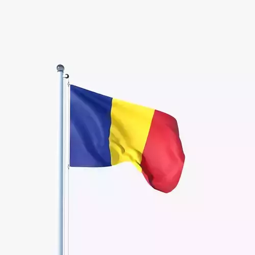 Animated Flag of Romania Low-poly 3D model