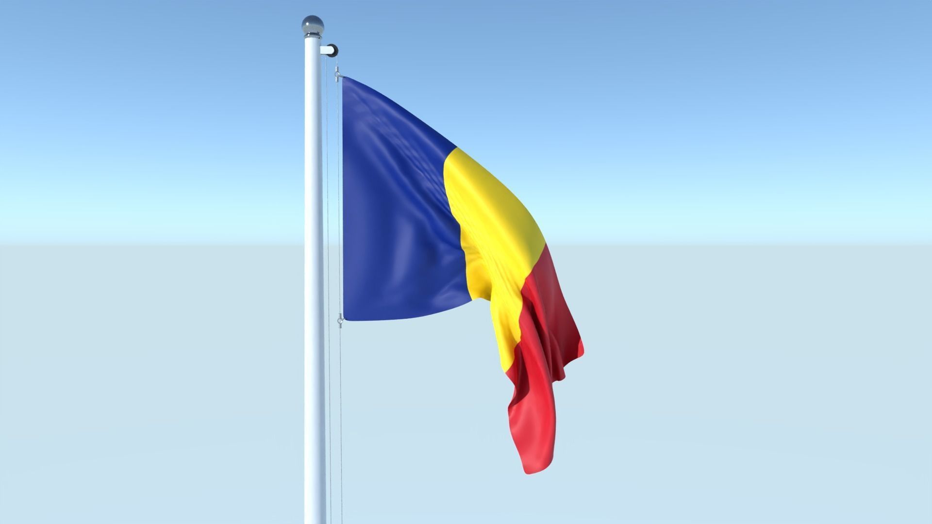Animated Flag of Chad Low-poly 3D model_2