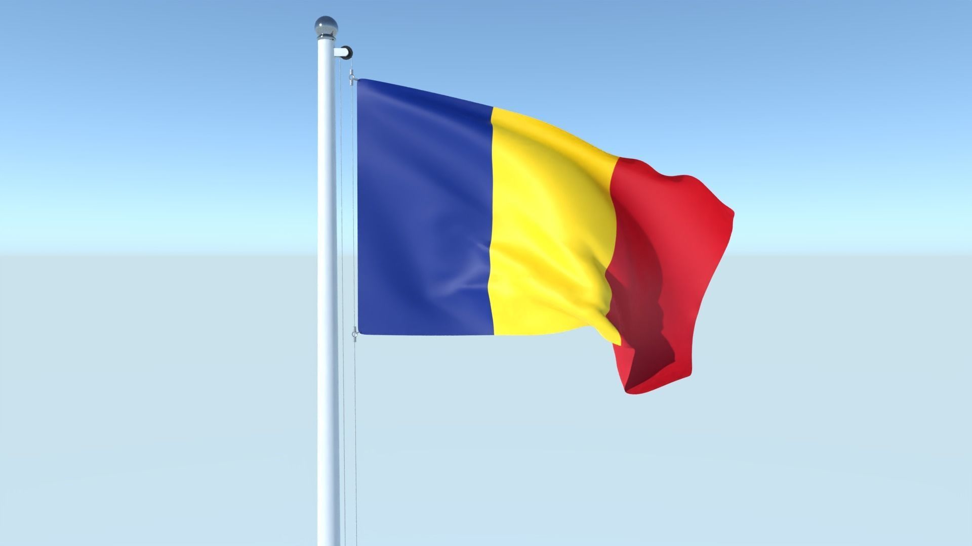 Animated Flag of Chad Low-poly 3D model_1
