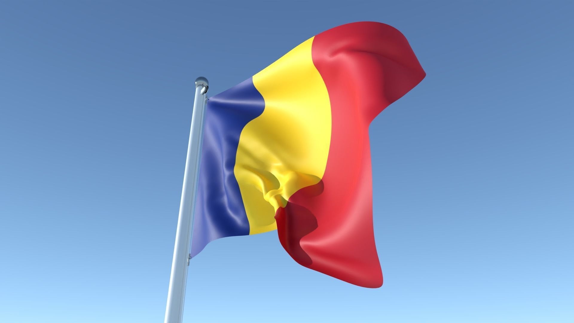Animated Flag of Chad Low-poly 3D model_6