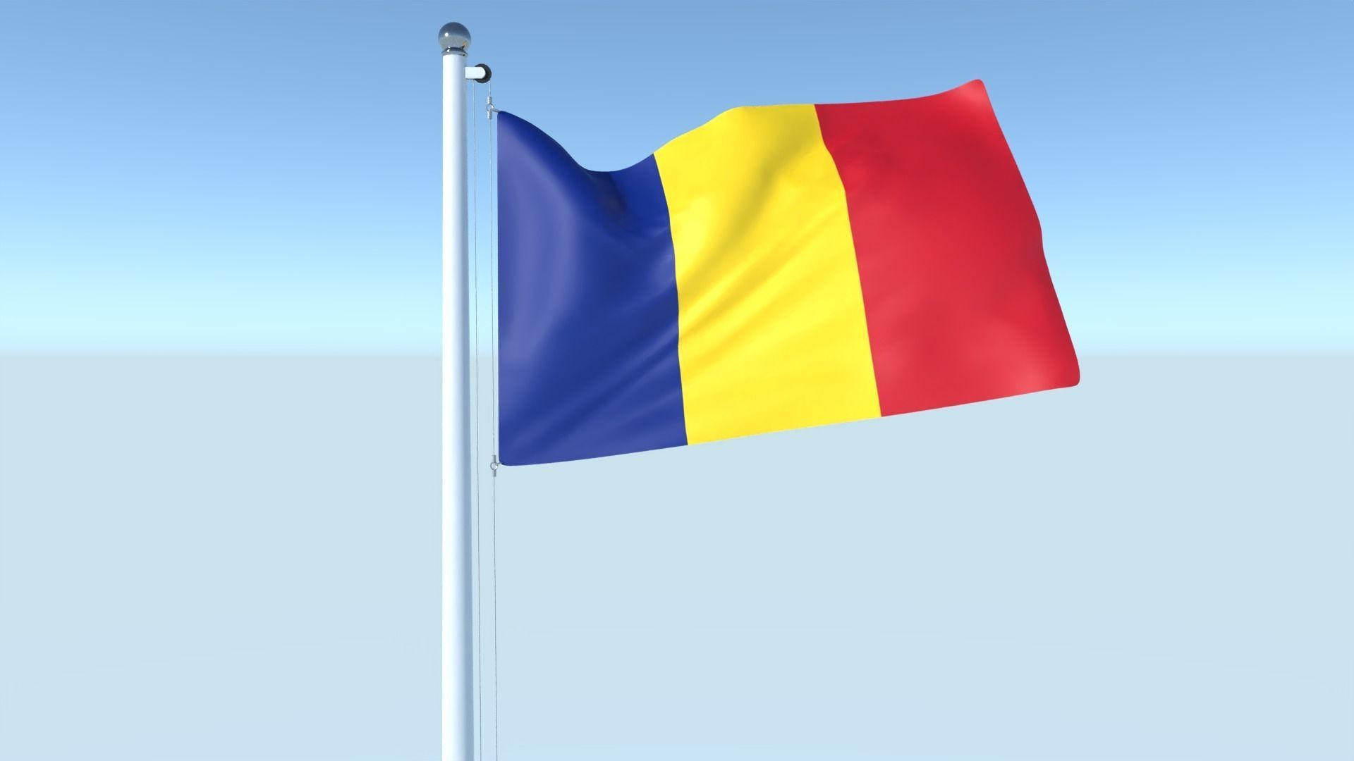 Animated Flag of Chad Low-poly 3D model_3