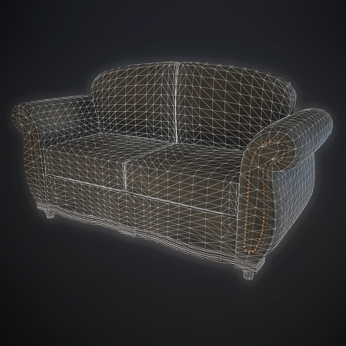 Dirty sofa Low-poly 3D model_3