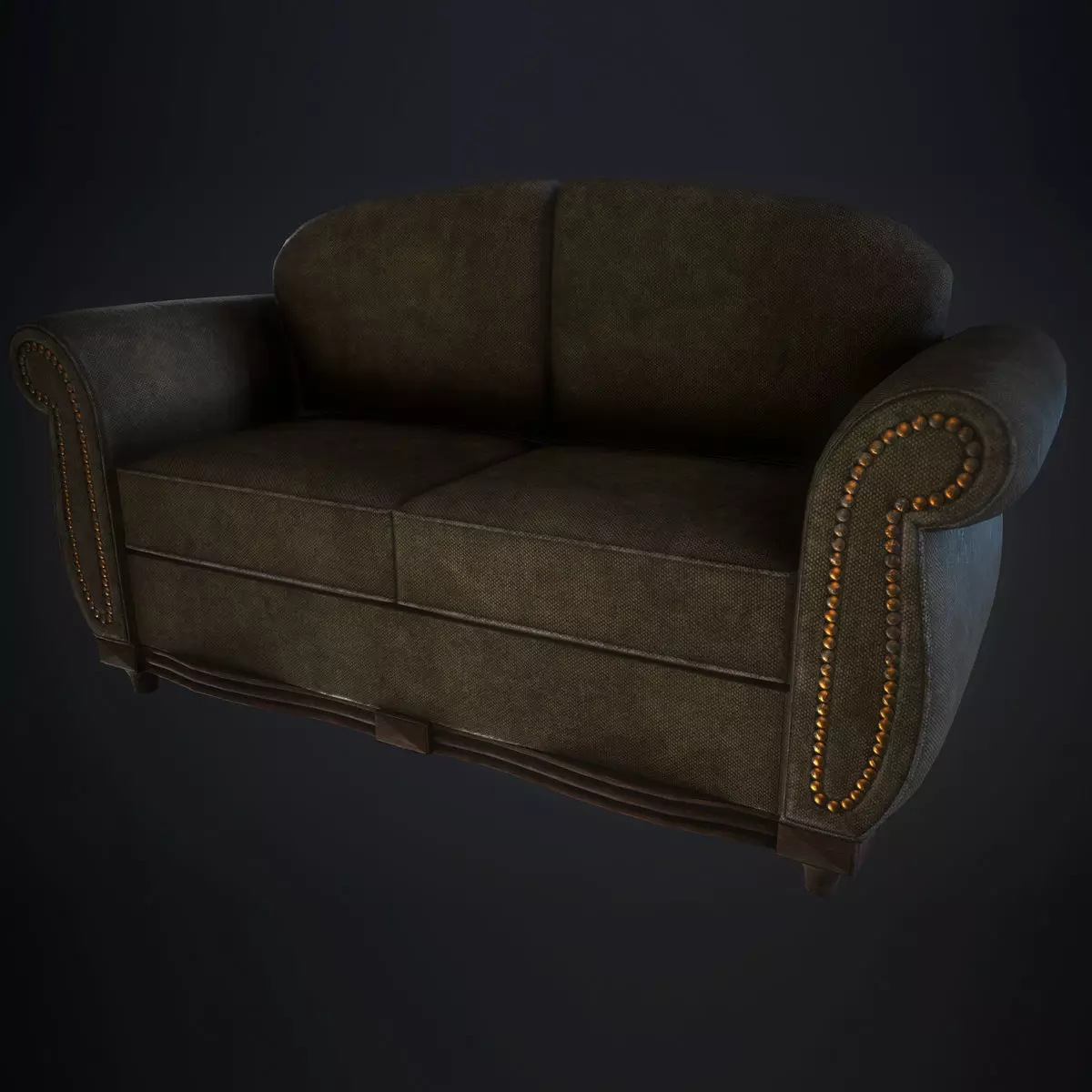 Dirty sofa Low-poly 3D model_0