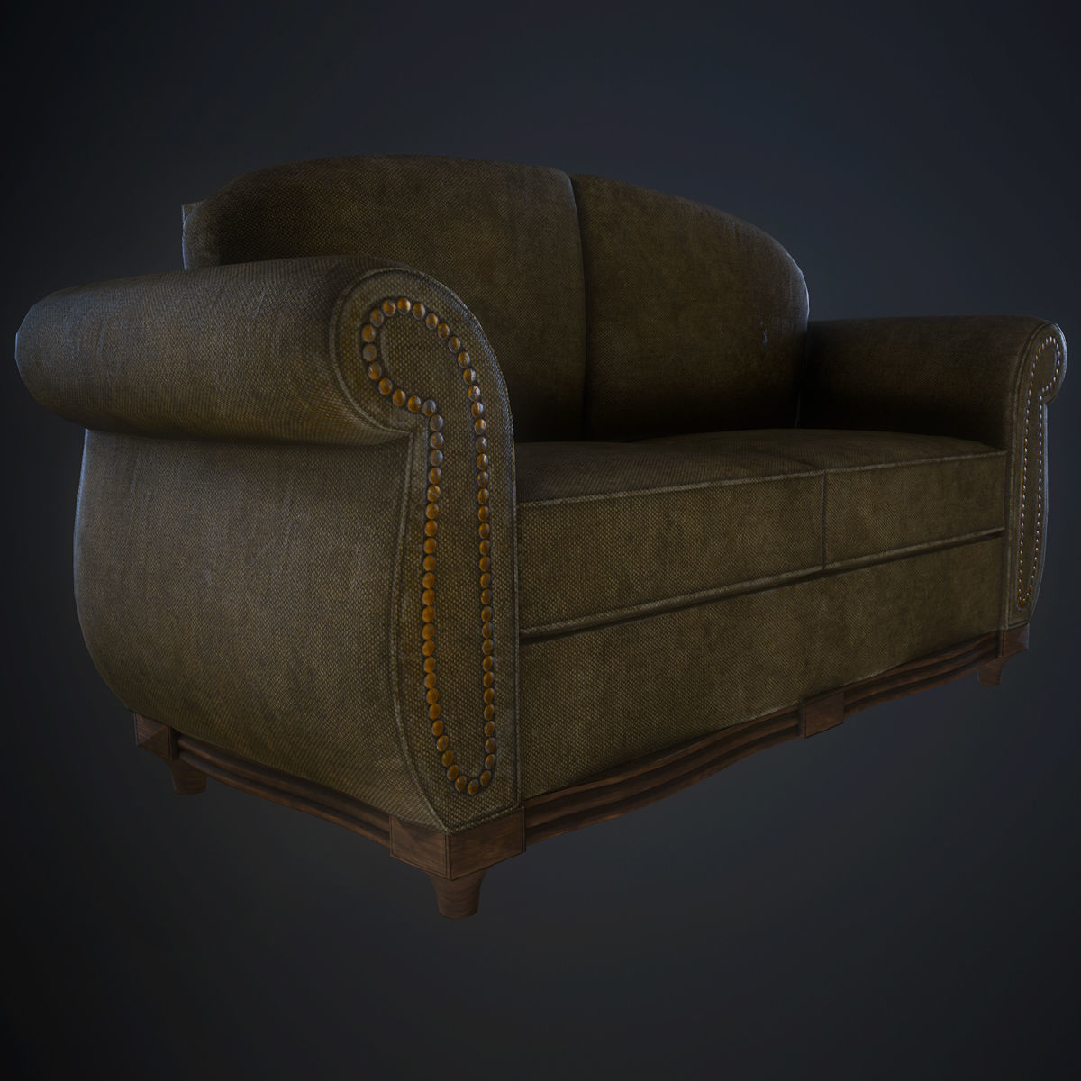 Dirty sofa Low-poly 3D model_1