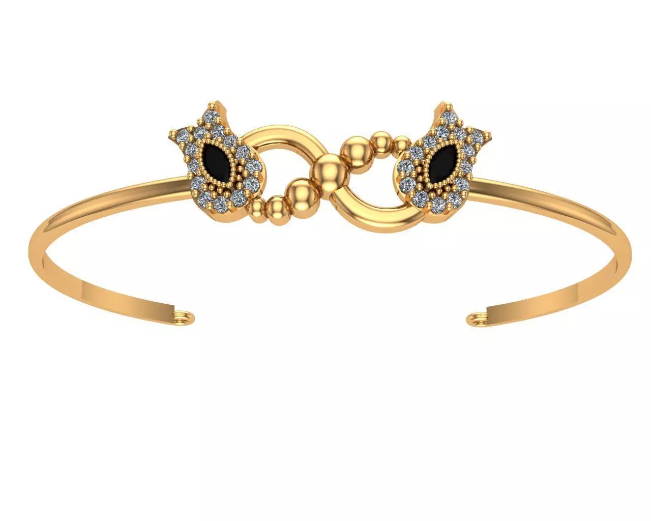 bracelets 8 gold plated bracelet with stones 3D print model_0