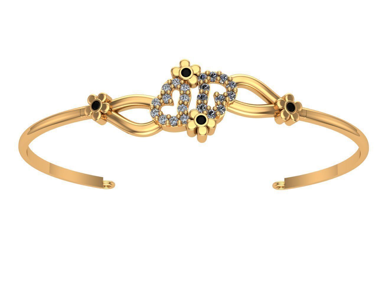 bracelets 5 gold bangle with diamonds 3D print model_23