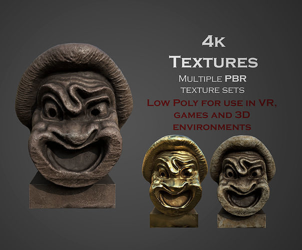 Theatre mask from Athens  1 Low-poly 3D model