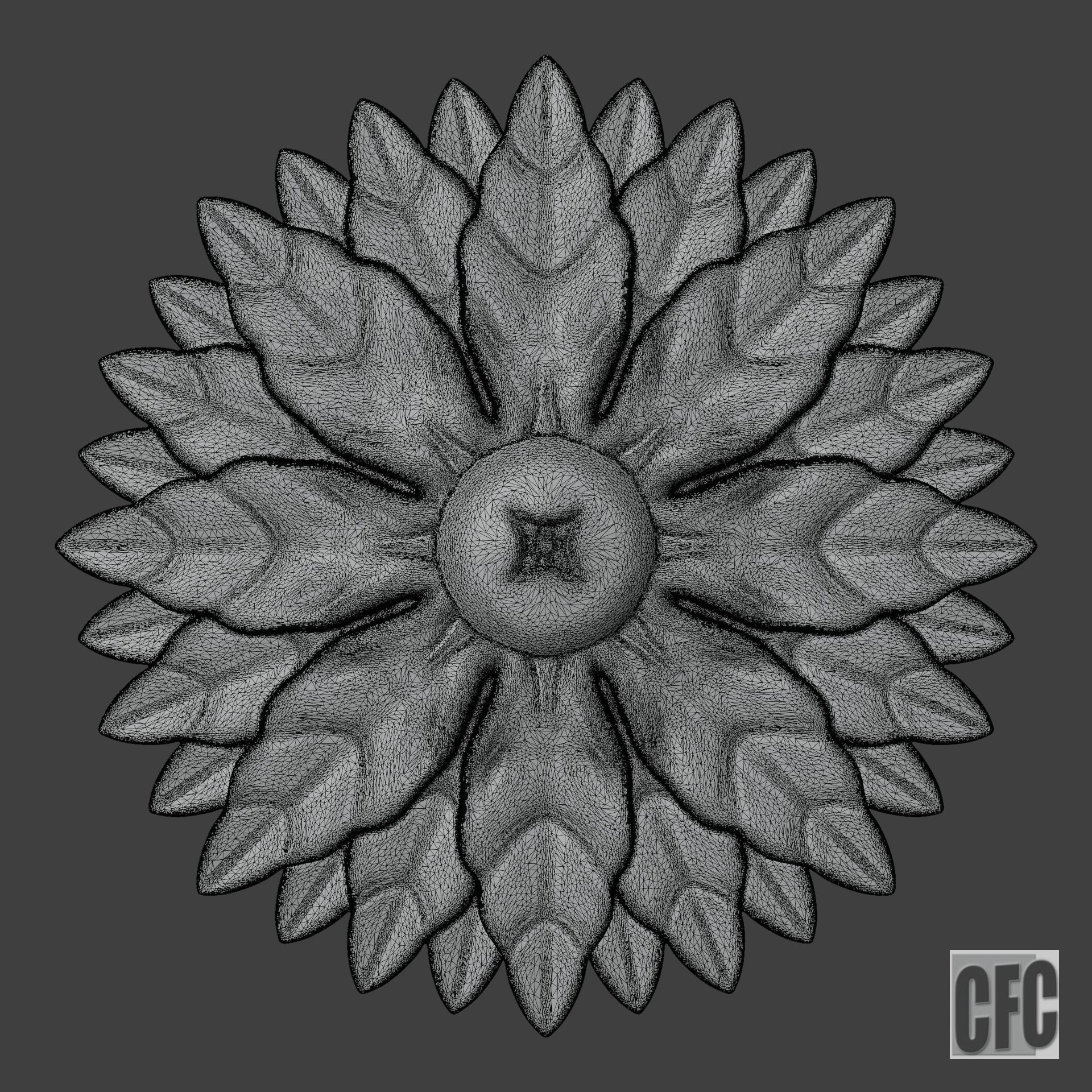 WoodCarving floral detail - 3d model for CNC - FlowerCFC21 3D print model_1