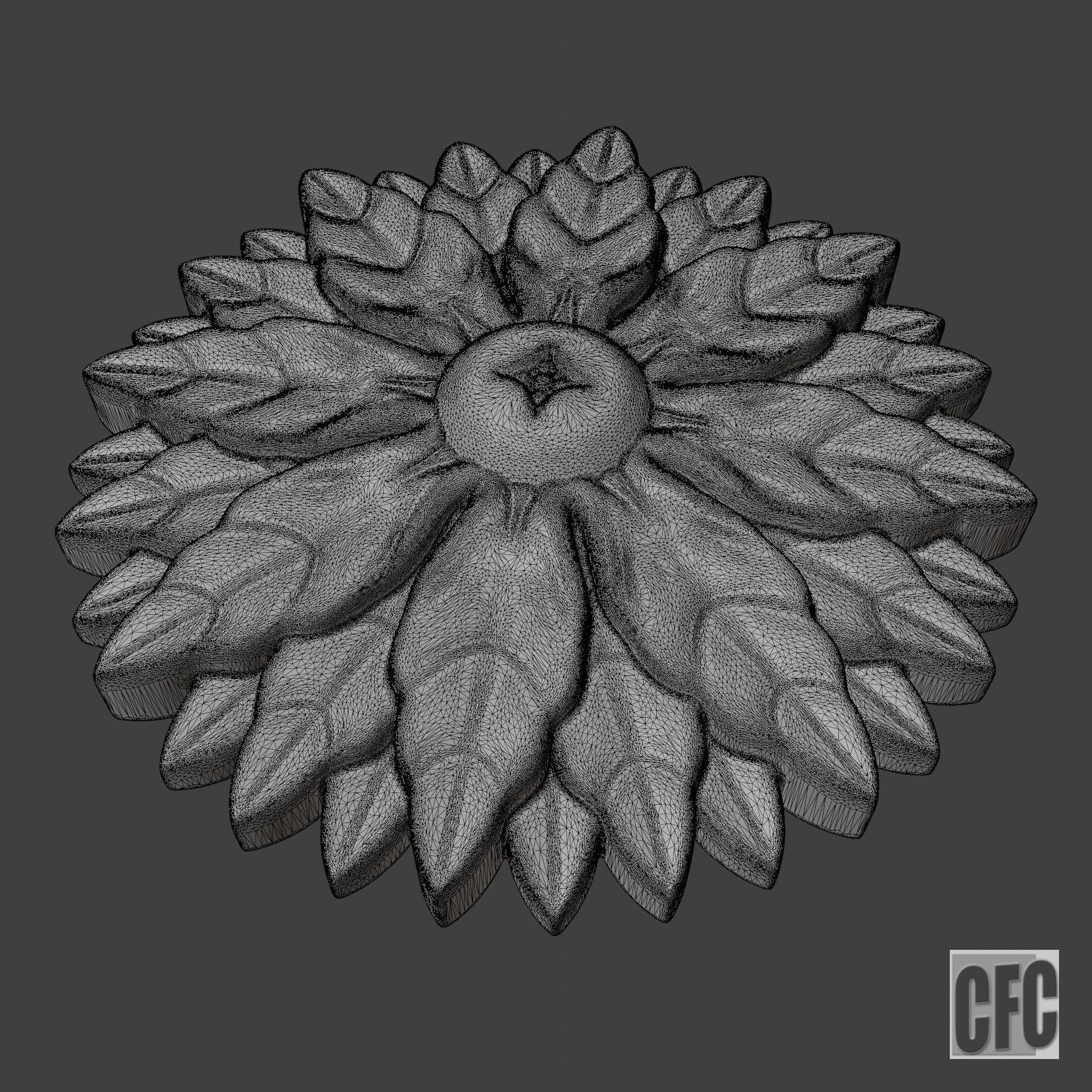 WoodCarving floral detail - 3d model for CNC - FlowerCFC21 3D print model_4