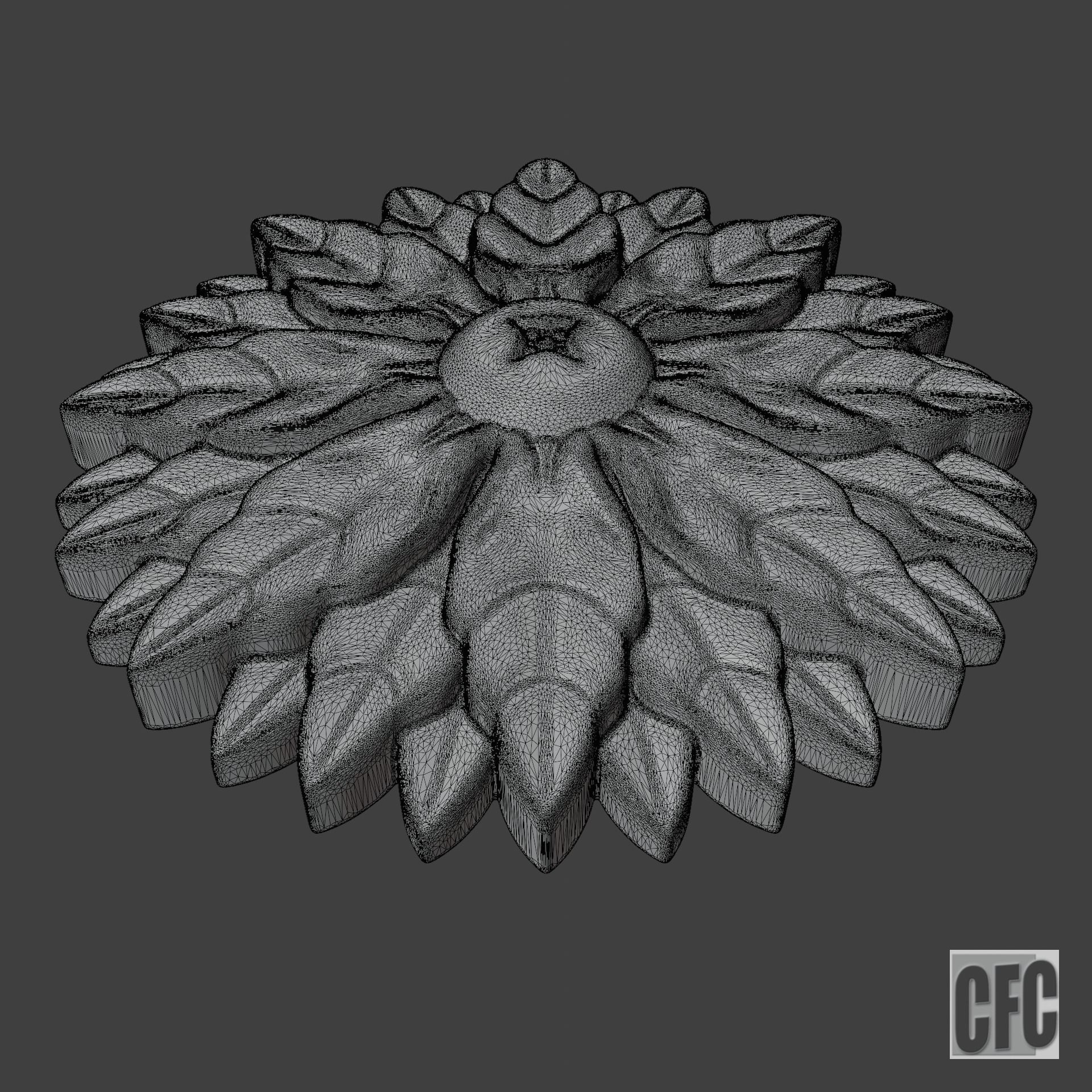 WoodCarving floral detail - 3d model for CNC - FlowerCFC21 3D print model_3