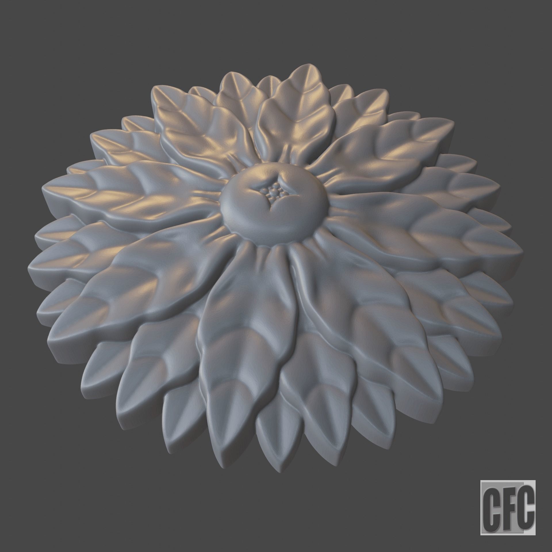 WoodCarving floral detail - 3d model for CNC - FlowerCFC21 3D print model_2