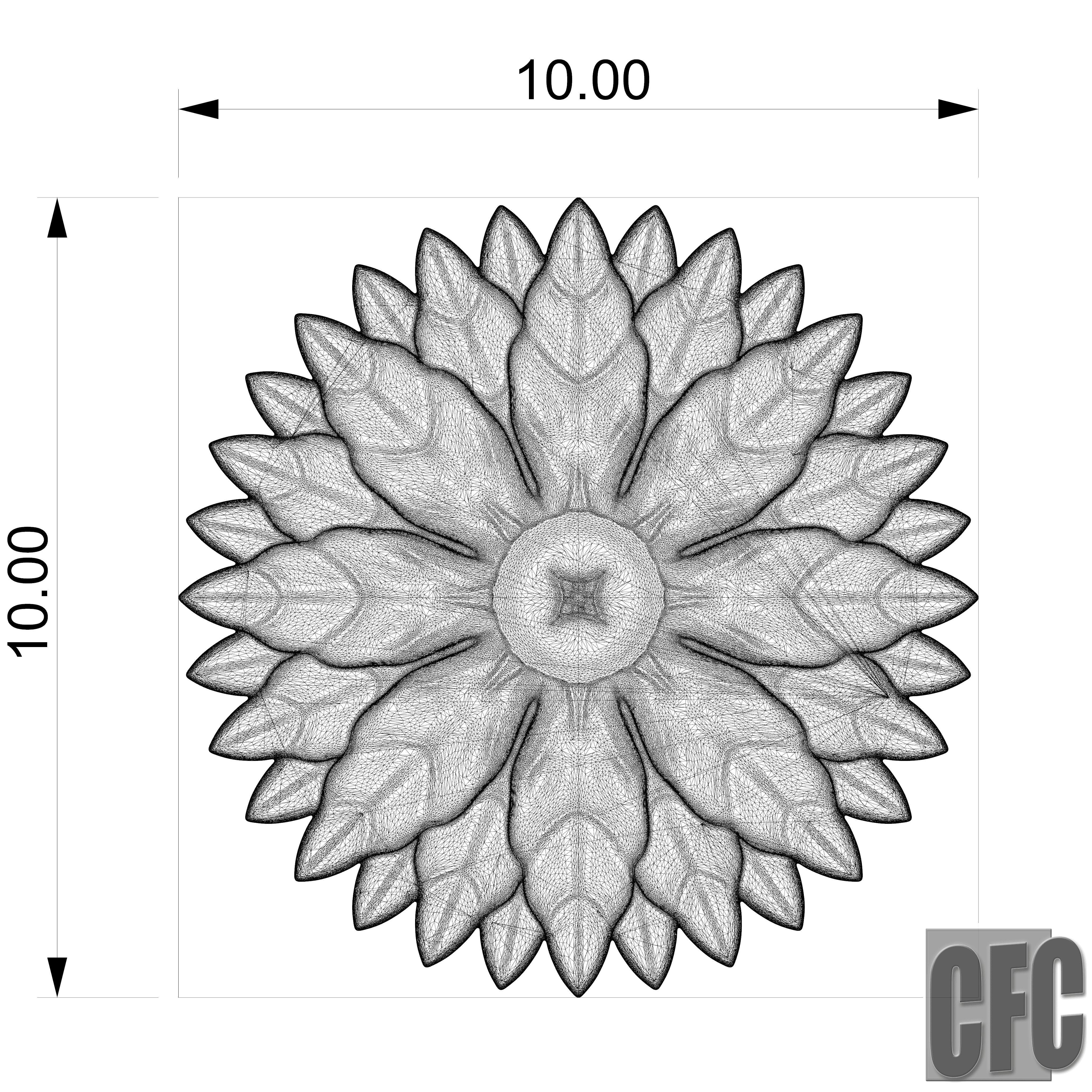 WoodCarving floral detail - 3d model for CNC - FlowerCFC21 3D print model_16