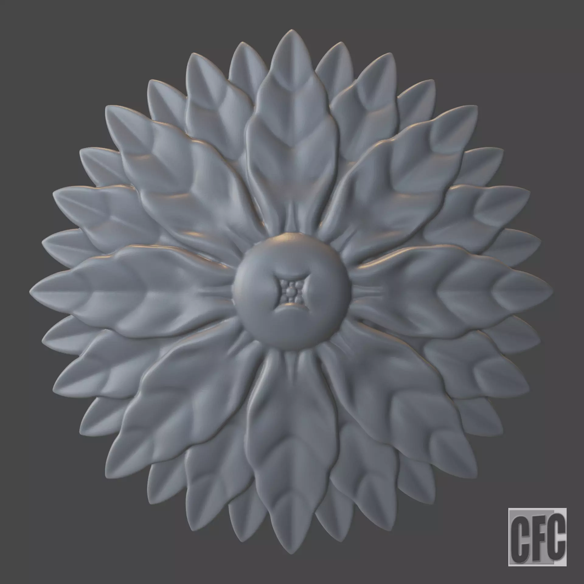 WoodCarving floral detail - 3d model for CNC - FlowerCFC21 3D print model_0
