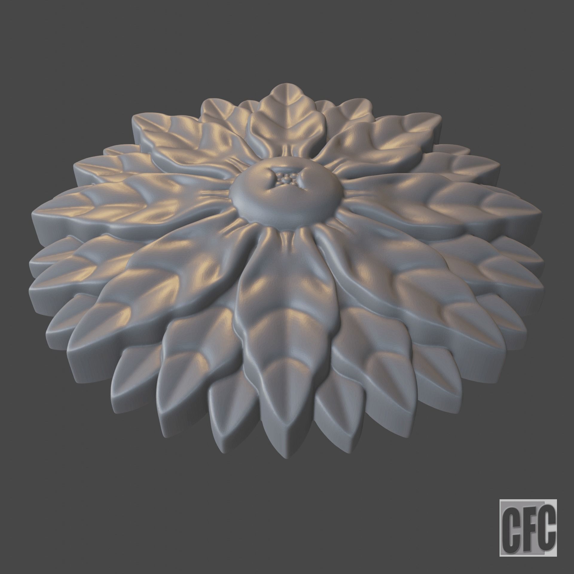 WoodCarving floral detail - 3d model for CNC - FlowerCFC21 3D print model_5