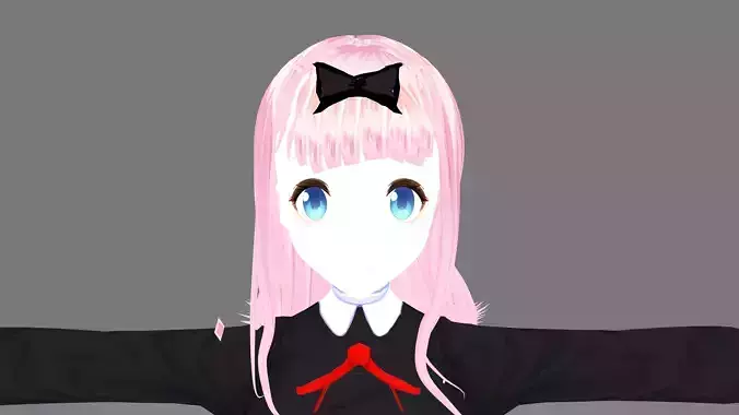 chikiri girl with hair in school uniform