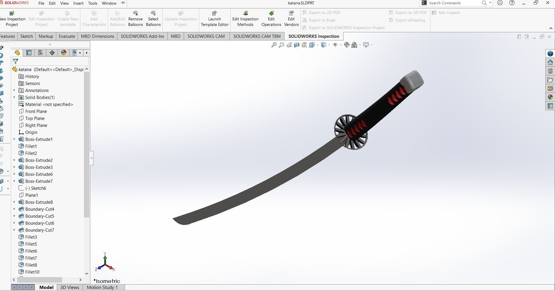 Katana sword from anime Demon slayer 3D model_1