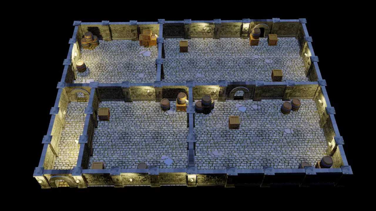 Game Ready Modular Dungeon  Low-poly 3D model_0