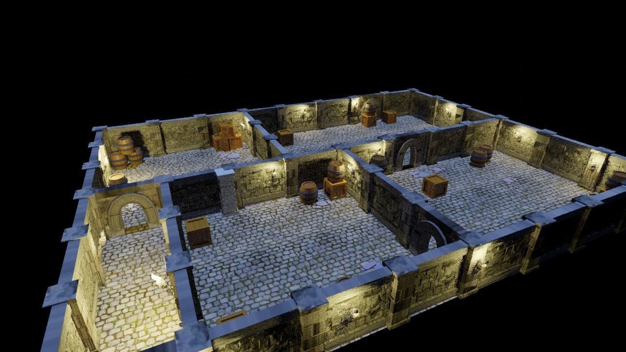 Game Ready Modular Dungeon  Low-poly 3D model_1