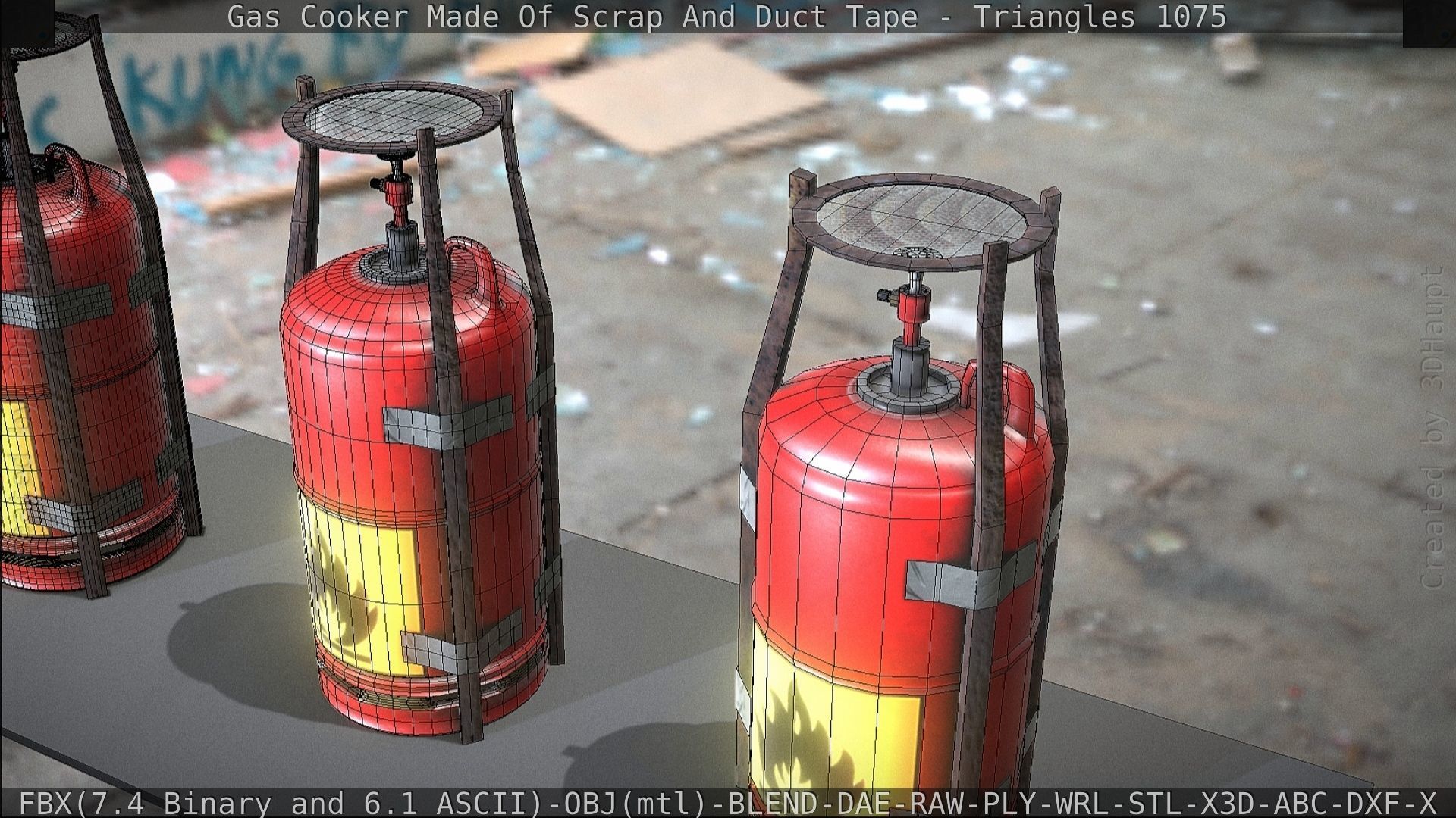Gas Cooker Made Of Scrap And Duct Tape Low-poly 3D model_91