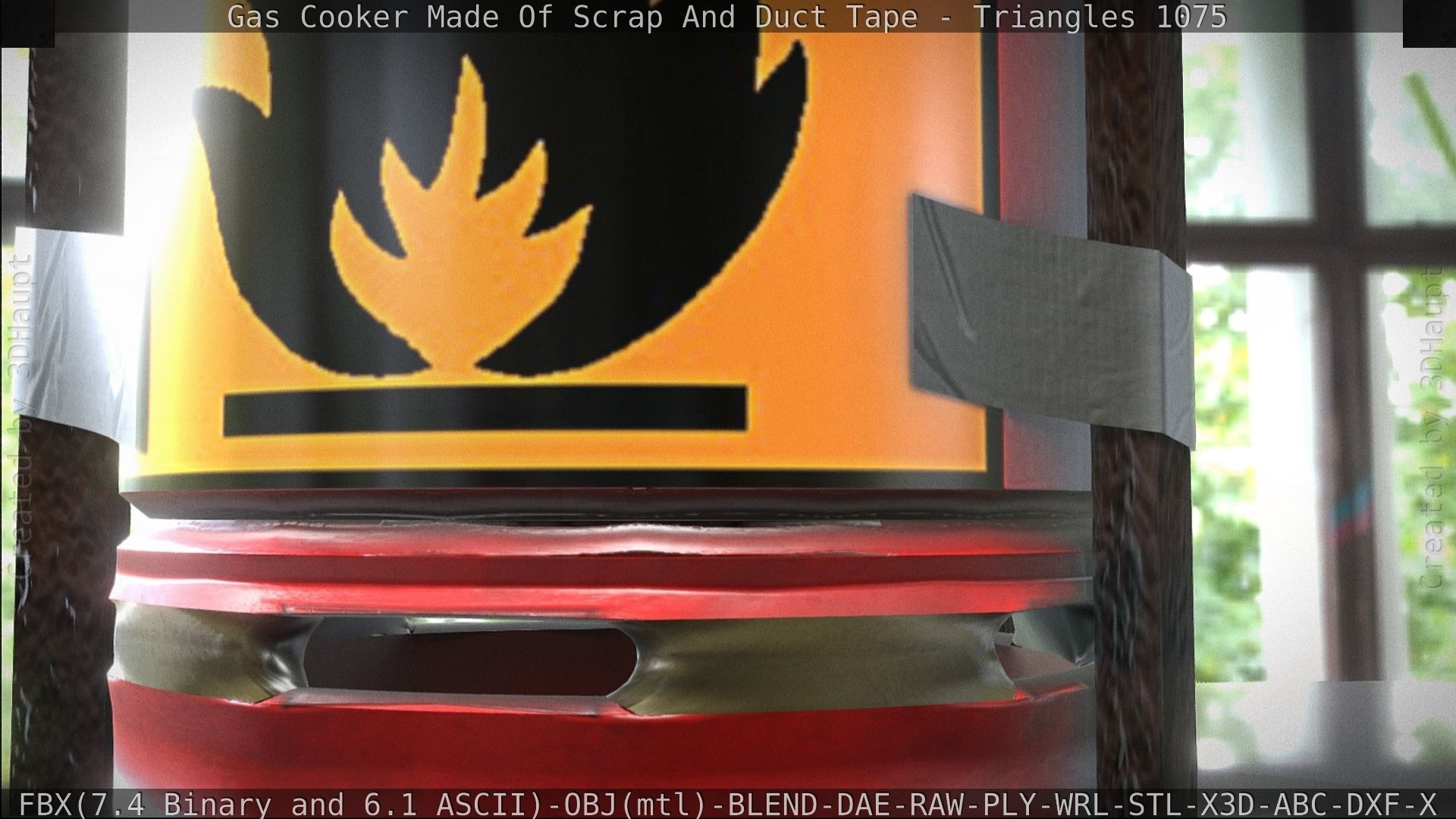 Gas Cooker Made Of Scrap And Duct Tape Low-poly 3D model_154