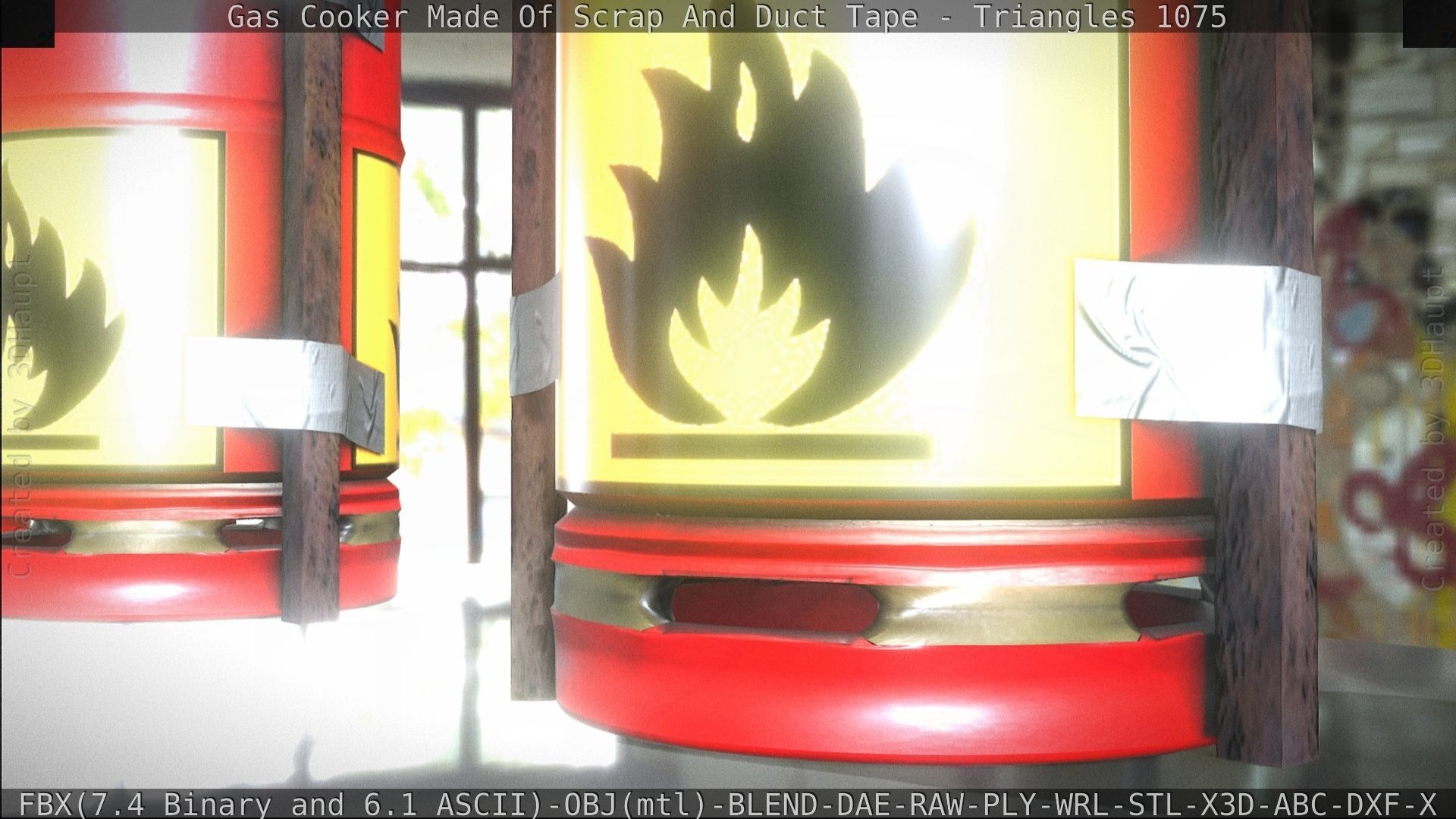 Gas Cooker Made Of Scrap And Duct Tape Low-poly 3D model_151