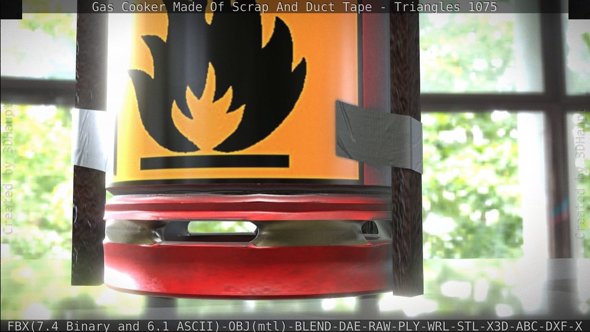 Gas Cooker Made Of Scrap And Duct Tape Low-poly 3D model_155