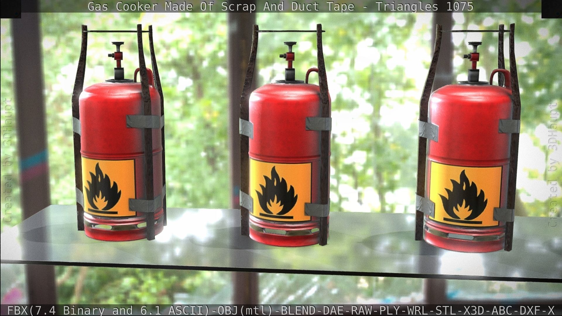 Gas Cooker Made Of Scrap And Duct Tape Low-poly 3D model_137