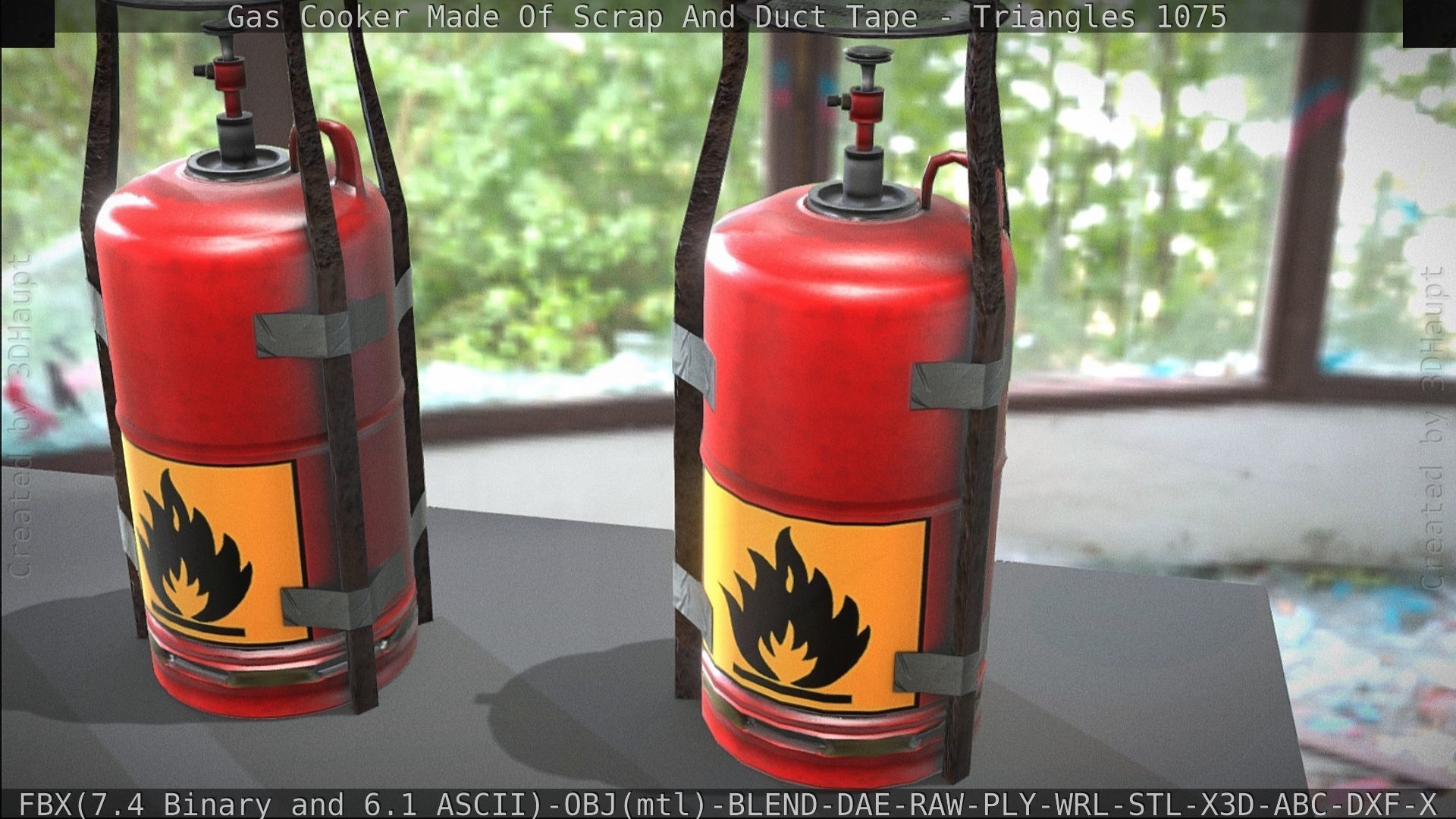 Gas Cooker Made Of Scrap And Duct Tape Low-poly 3D model_166