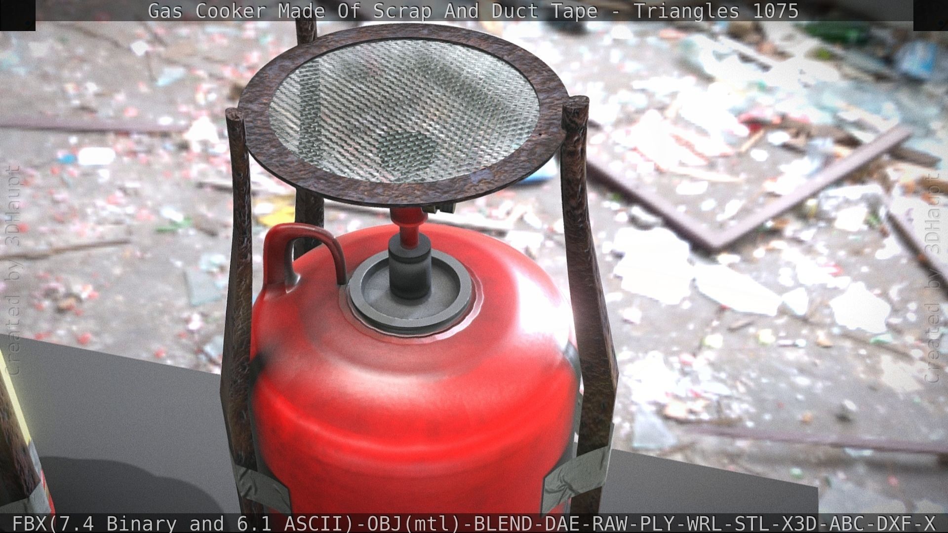 Gas Cooker Made Of Scrap And Duct Tape Low-poly 3D model_25
