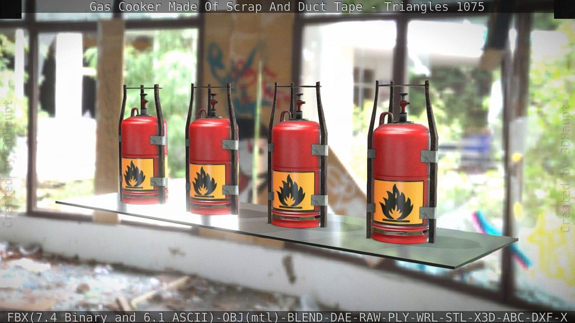 Gas Cooker Made Of Scrap And Duct Tape Low-poly 3D model_14