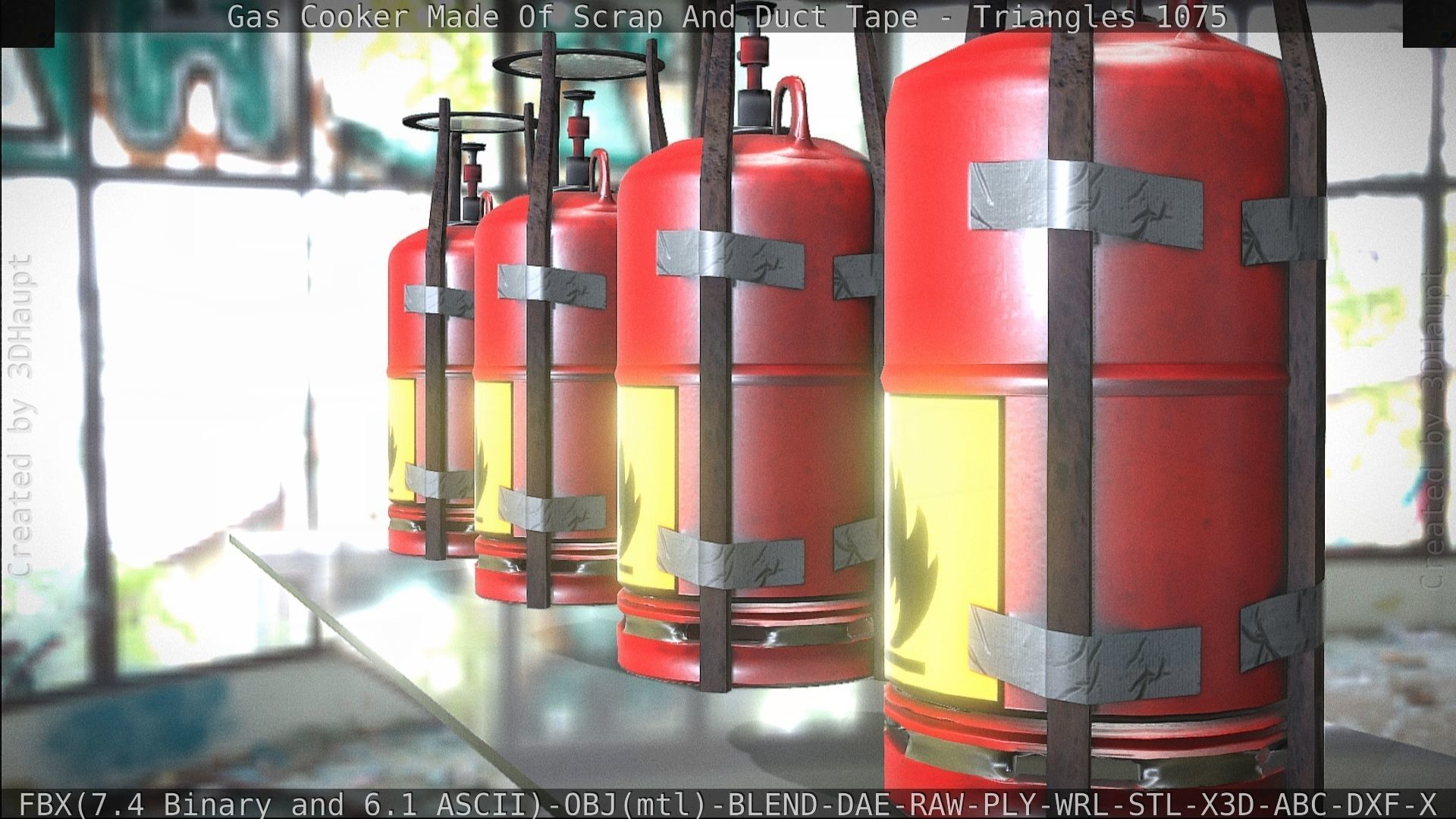 Gas Cooker Made Of Scrap And Duct Tape Low-poly 3D model_131