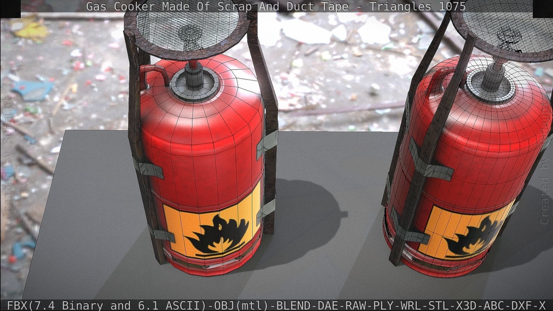 Gas Cooker Made Of Scrap And Duct Tape Low-poly 3D model_72