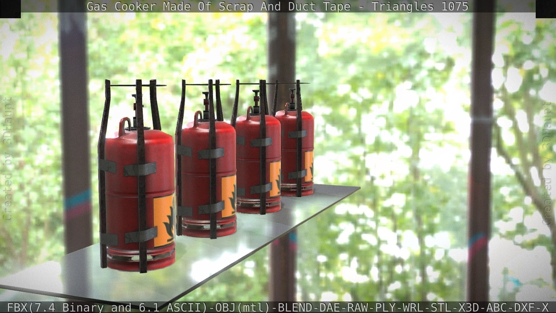 Gas Cooker Made Of Scrap And Duct Tape Low-poly 3D model_179