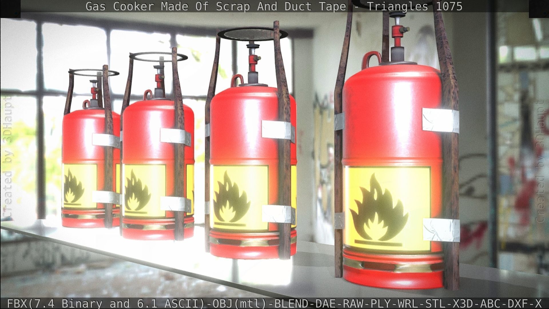 Gas Cooker Made Of Scrap And Duct Tape Low-poly 3D model_144