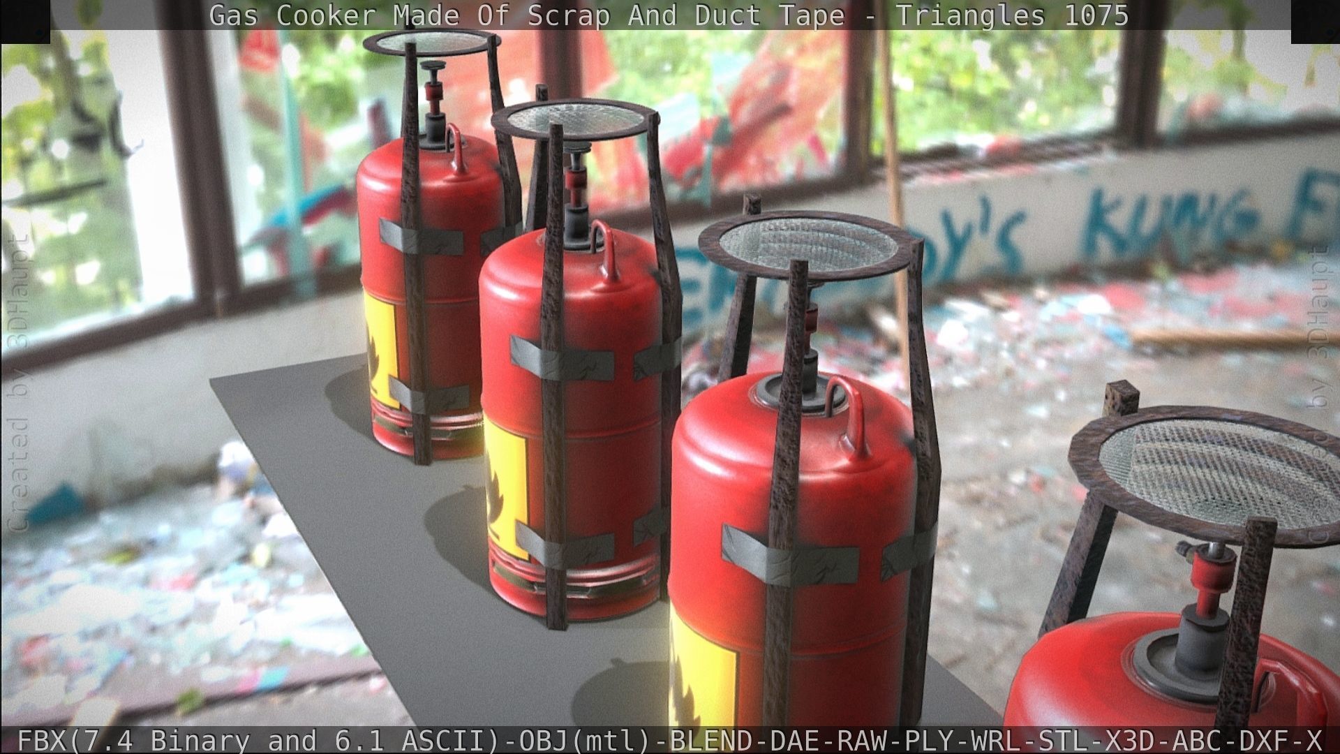 Gas Cooker Made Of Scrap And Duct Tape Low-poly 3D model_126