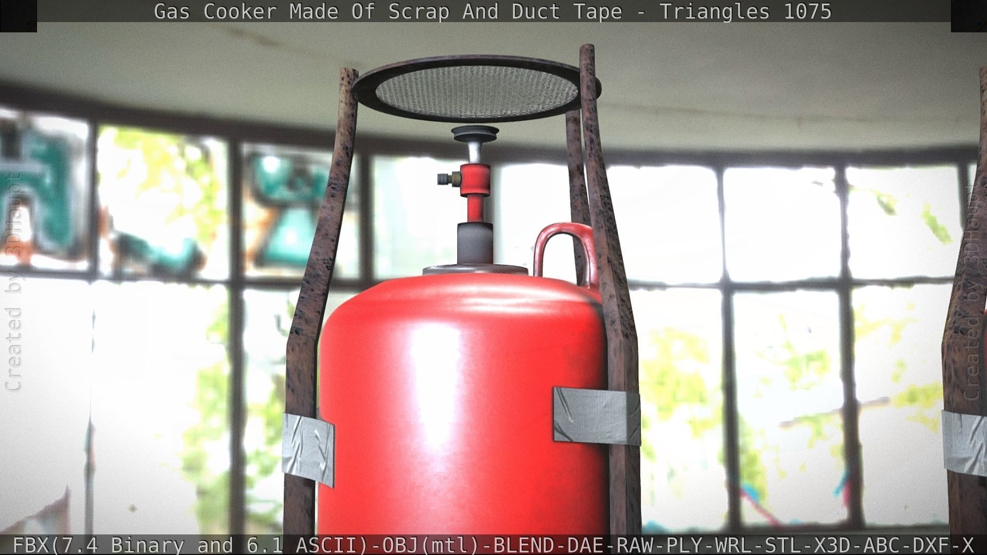 Gas Cooker Made Of Scrap And Duct Tape Low-poly 3D model_29