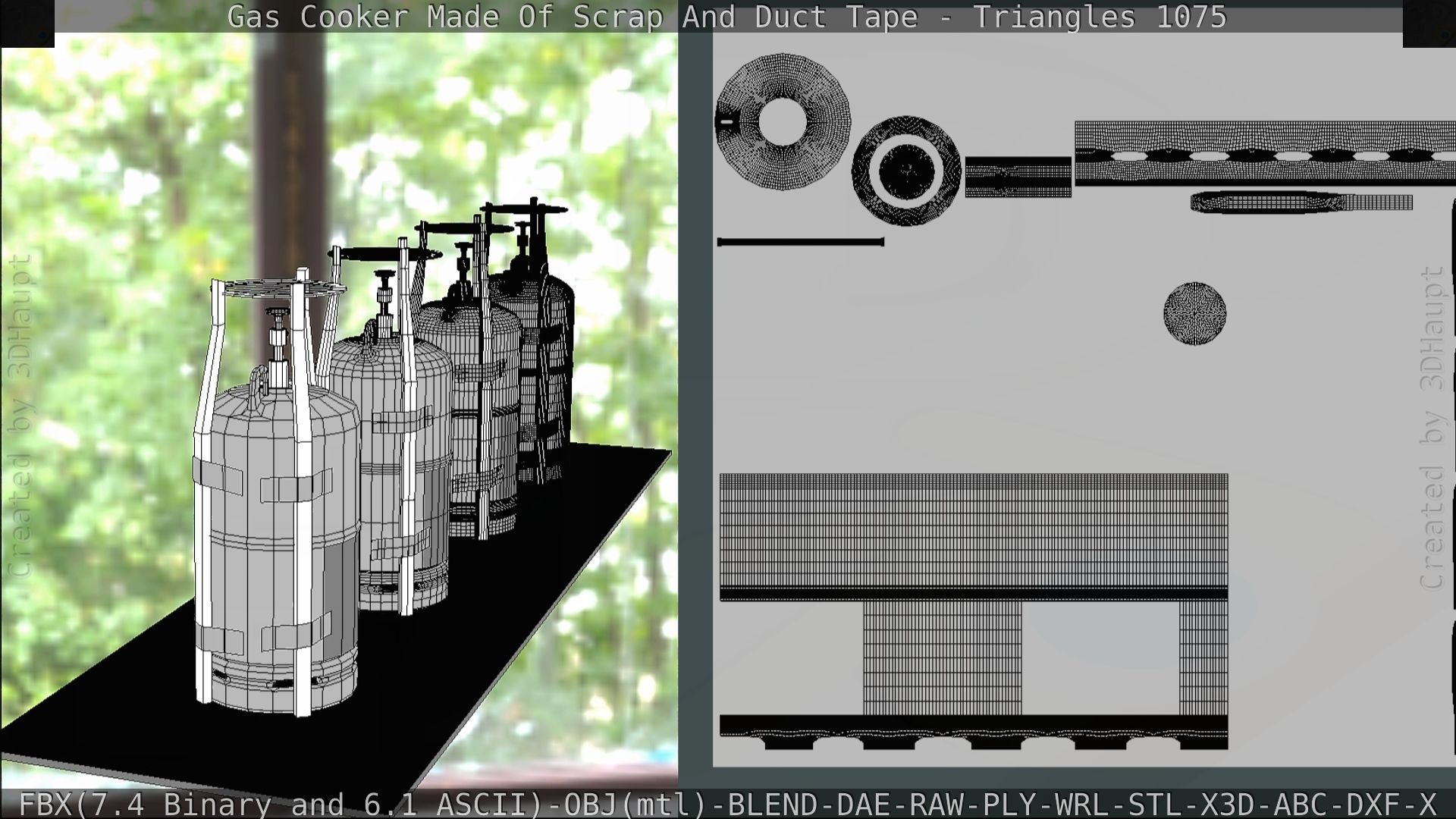 Gas Cooker Made Of Scrap And Duct Tape Low-poly 3D model_98