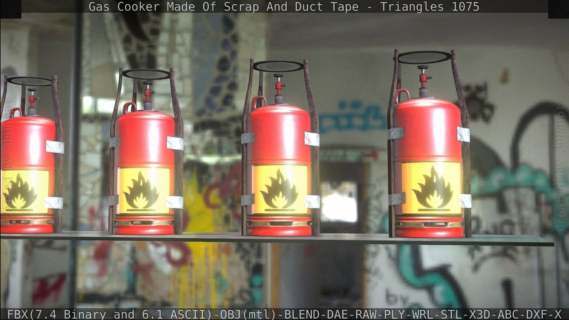 Gas Cooker Made Of Scrap And Duct Tape Low-poly 3D model_176