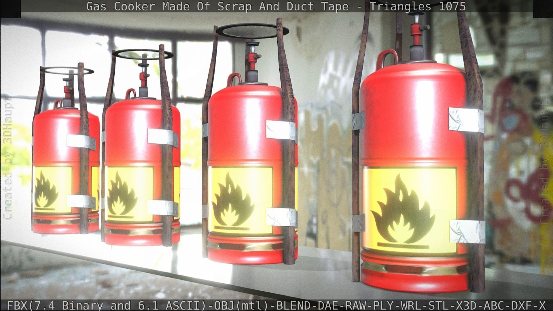 Gas Cooker Made Of Scrap And Duct Tape Low-poly 3D model_148