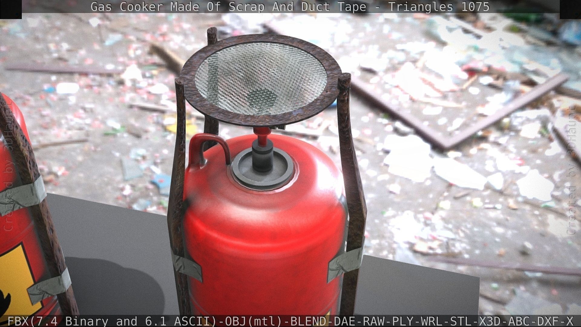 Gas Cooker Made Of Scrap And Duct Tape Low-poly 3D model_23