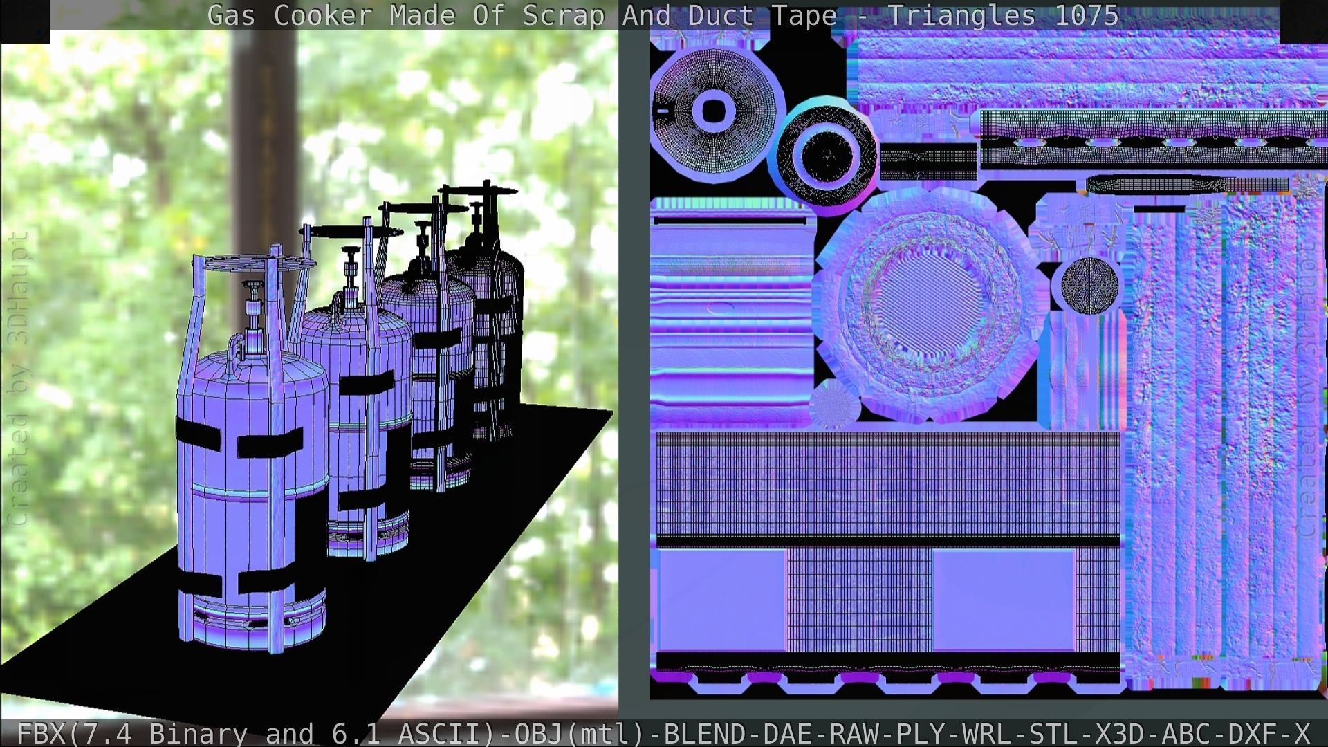 Gas Cooker Made Of Scrap And Duct Tape Low-poly 3D model_94
