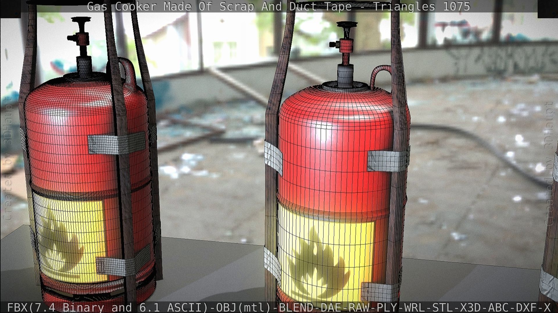 Gas Cooker Made Of Scrap And Duct Tape Low-poly 3D model_89